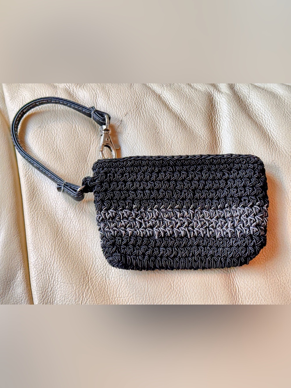 Vtg 90s Y2K Woven Crochet Zper Pouch Zip Purse Key Bag